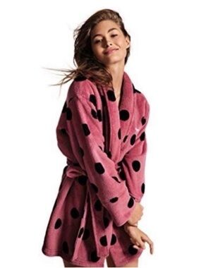 Victorias Secret Pink xs robe, pink & Blk polka dot
